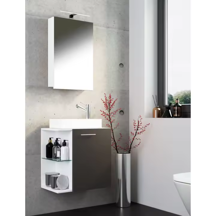 Conjunto de muebles de baño de 3 piezas WC de invitados lavabo de baño de invitados pequeño y estrecho Hausa SC Conjunto de muebles de baño de 3 piezas WC de invitados lavabo de baño de invitados pequeño y estrecho Hausa SC - 1