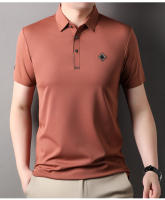Camisa Polo De Verano Para Hombre Seda Suave Transpirable Manga Corta Bordada Estilo Coreano Moda Casual Camiseta De Cuello Redondo - details 17