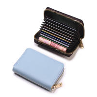 Cartera De Tarjetas De Negocio Para Hombres Y Mujeres En Gris PU Cuero Protegido Monedero Con Cierre De Cremallera 20 Espacios Para Tarjetas - details 15