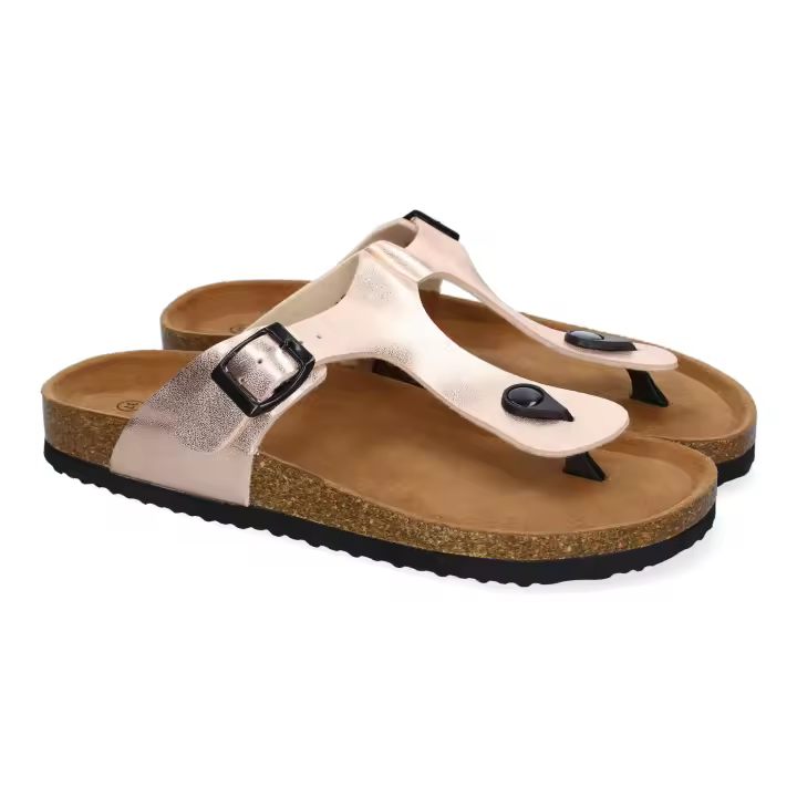 PuntoSalao Sandalias planas bio tipo esclava mujer color champan M-16 - 1
