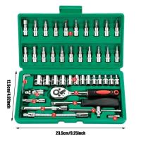 Juego De 46 Piezas De Llaves Y Destornilladores De 1/4 Pulgada Con Juego De Soquetes Metréricos Y Barra De Extensión Para Reparación De Automóviles EQZ - details 5