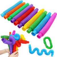 Juego De 3/24 Tubos Telescopios Flexibles De Plástico Colorido Para Niños Y Adultos Juguetes De Descomposición Para Aliviar El Estrés - details 5
