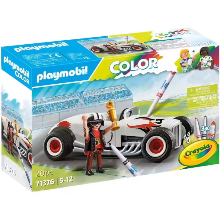 PLAYMOBIL Color 71376 Hot Rod, diversión Creativa para Colorear para los Aficionados a los Coches, con rotuladores solubles en Agua y numerosos Accesorios, Juguetes para niños a Partir de 5 años - 1
