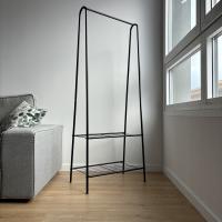 Gerimport Perchero de pie, Ropero Negro de Metal con 2 Estantes - 59x32x152 cm - details 2