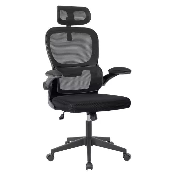 Silla de oficina ergonómica con respaldo de malla transpirable y reposacabezas ajustable. Asiento acolchado y cómodo - 1