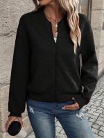 Chaqueta De Cierre De Cremallera De Color Sólido Para Mujer Estilo Casual Y Moda Durable Y Lujosa Para Otoño E Invierno - details 11