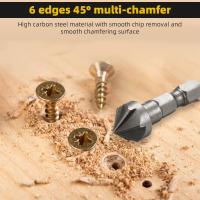 Broca De Corte De Ángulo 90 Grados 1/3PC Con Punta De Chamfer Para Carpintería Y Trabajo En Madera Broca De Hexágono 1/4" Para Eliminar Arrugas - details 0