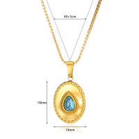 Collar Colgante Forma De Lágrima Dorado Para Mujer Acero Inoxidable Piedra Natural Joyería Moda Regalo Para El Día De La Mujer - details 6