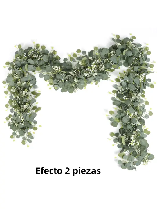 2pcs Vinatera De Eucalipto Artificial Textura Real Planta Verde Falsa Colgante Para Decoración De Bodas Jardín Casa Fiestas Pared - 1