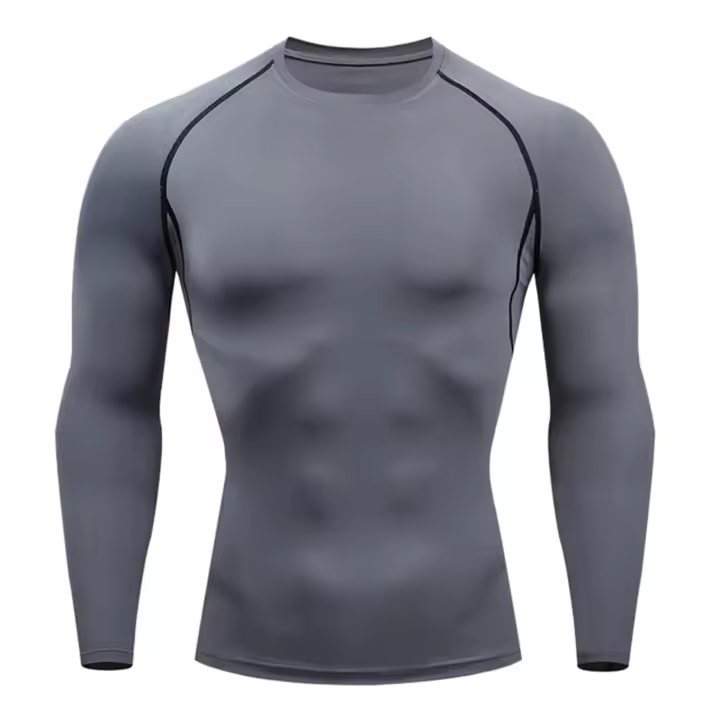 Camiseta De Manga Larga Para Hombre Fitness Running Deporte Camiseta Otoño Térmica Blusa Musculatura Gimnasio Compresión Ropa - 1