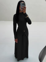 Vestido Maxi De Plisado Con Lentejuelas Sisterlinda Elegante Y Elegante Para Mujer Con Mangas Largas Cuello Redondo Ajustado Largo Para Noche Y Moda Casual - details 15