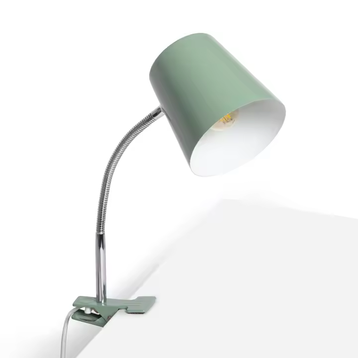 Ledkia Lámpara Flexo Escritorio de Metal con Pinza Delavan Verde Celadón - 1