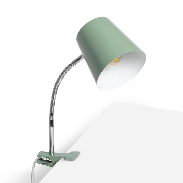 Ledkia Lámpara Flexo Escritorio de Metal con Pinza Delavan Verde Celadón - 1