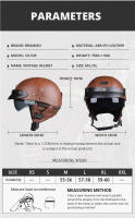 Casco De Motocicleta Retro En Cuero PU Para Hombres Y Mujeres Casco Medio Con Lente HD Adecuado Para Ciclismo Y Patinaje En Cuatro Estaciones - details 4