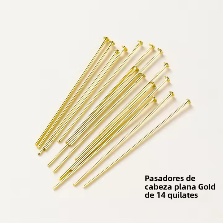 100pcs Alfileres De Cabeza Redonda Pintados De Oro 14K 18K 16-50mm Para Fabricación De Joyas Encuentros De Metal De Cobre Planos Con Ojo Suministros Para DIY - 1