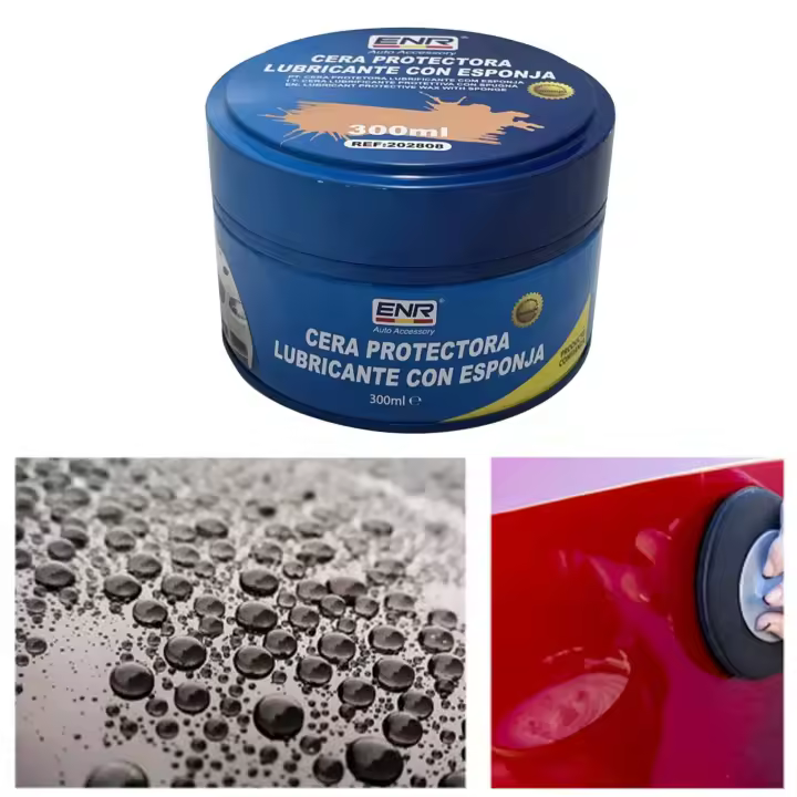 Cera Protectora para Auto con Esponja,Pulimento para Pintura, Brillo Intenso, Rellena Arañazos, Fácil de Usar y Ecológica,Protección Duradera--300ml - 1