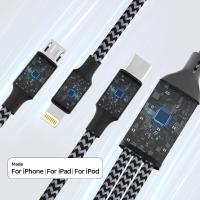 Cable De Carga USB 3 En 1 De 1.2m/4ft Nylon Braided MFi Certified Para iPhone Samsung Huawei Xiaomi Multi Port Multiple - details 3