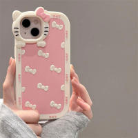 Funda De Silicona Anticaída Con Diseño De Gato Hello Kitty 3D Para iPhone 15 14 13 pro Max 11 12 13 pro Estilo Y2K Con Borde Completo - details 0