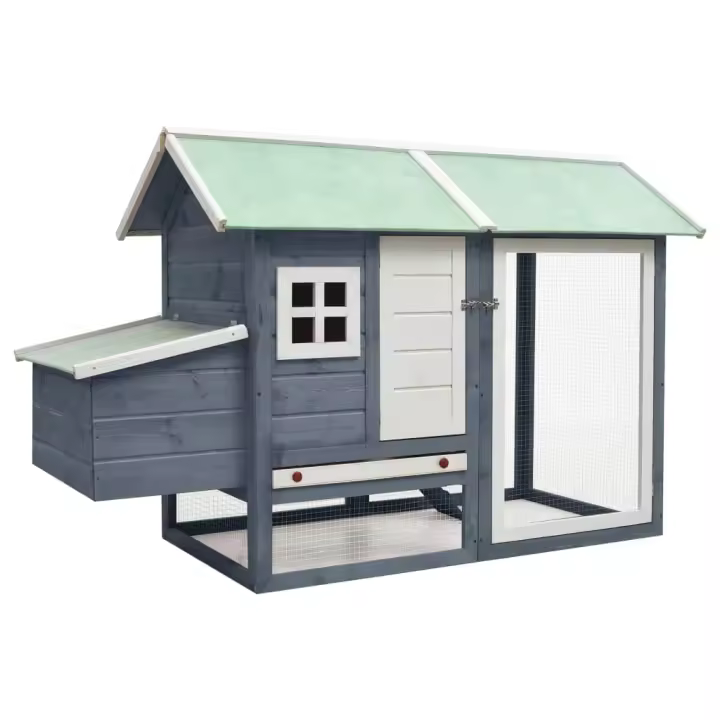 vidaXL Madera Maciza de Pino y Abeto Gallinero Mascotas Corral Cobaya Color Marrón,  Gris,  Moca y mas - 1