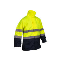 Cofan Chaqueta de alta visibilidad con cierre de cremallera | Chaqueta de lluvia en color: amarillo y azul | Tamaño: S, M, L, XL, XXL, XXXL| Chaqueta impermeable - details 0