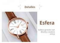 Reloj De Mujer Casual Shengke De Cuero Japanese Quartz Resistente Al Choque Y Al Agua Con Marcadores Arábigos Y Pantalla De Vidrio Hardlex - details 11