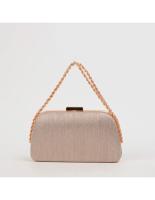 Bolso de mano tipo clutch plata eventos bodas color champan - details 2
