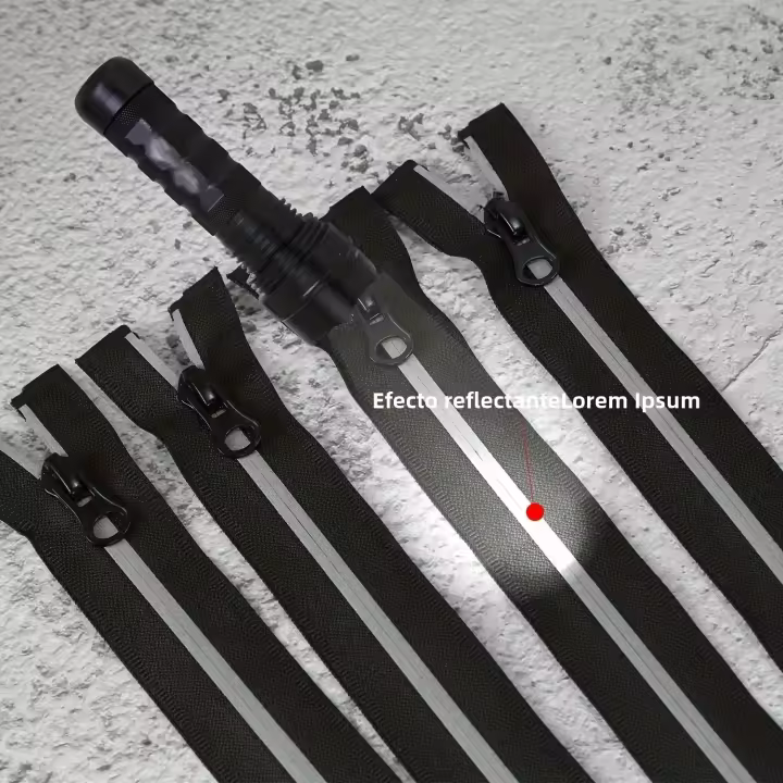 4pcs5#Tiras Reflectantes De Nylon Para Cremalleras Ropa Protectora Al Aire Libre Antiguo Silver Strip Cabeza Abierta Individual - 1