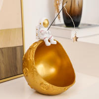 Adorno De Escritorio Espacial Con Resina Figura De Espaceman Y Planeta En Caja Organizadora Para Decoración De Habitación Temática De Espacio - details 0