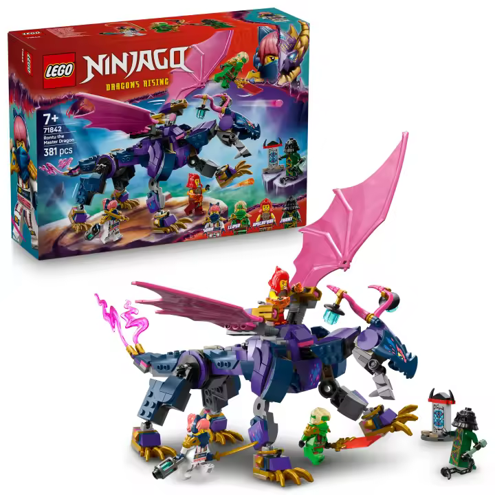 [PREVENTA] LEGO® NINJAGO® Dragón Maestro Rontu Kit de Construcción, Set de Combate con 4 Minifiguras, entre Ellas Lloyd, Idea de Regalo de Cumpleaños para Niños y Niñas de 7 Años o Más 71842 - 1