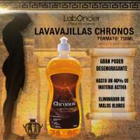 Lavavajillas Chronos de Laboncler, Lavavajillas manual con 45% de materia activa. Chronos lavaplatos perfecto y definitivo.  El hermano joven de Eco Jin. Formula Super concentrada y espumante. Biodegradable, Aroma Canela y Naranja. Distribuye  Distrilocu - details 1