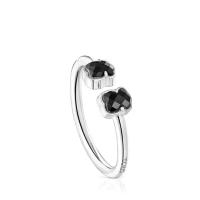 Mini anillo de Oso Negro Abierto Onix en Plata con ónix - details 0