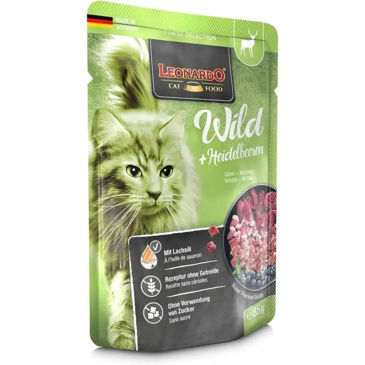Leonardo Caza y arandanos pouch 16x85g comida humeda en sobre para gatos adultos - 1