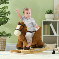 AIYAPLAY Caballo Balancín para Niños de 18-36 Mesas Caballo de Juguete con Sonido Asas Cinturón de Seguridad y Base de Madera Carga 25 kg 68x33x45 cm Marrón - details 1
