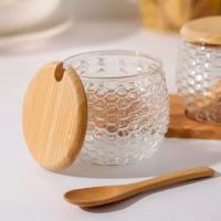 X-Set de 3 Tarros de Cristal para Especias con Cucharas y Base de Bambú,Frascos de Vidrio para Condimentos con Tapas,Frascos de Almacenamiento de Vidrio,Recipientes Organizadores de Cocina Elegantes y Prácticos - details 2