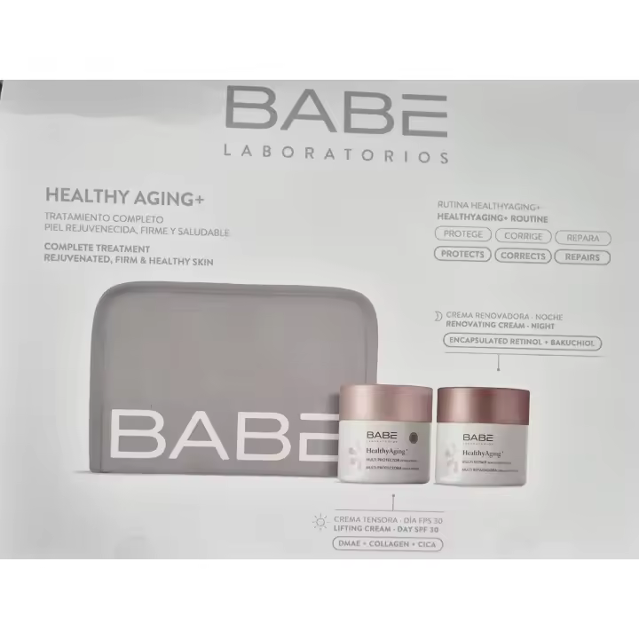 Babe Healthy Aging Pack Cuidado Global Dia y Noche [Tratamiento Rejuvenecedor] [Neceser Crema Multiprotectora Dia 50 Ml+ Crema Reparadora Noche 50 Ml] - Piel Joven a Cualquier Edad - 1