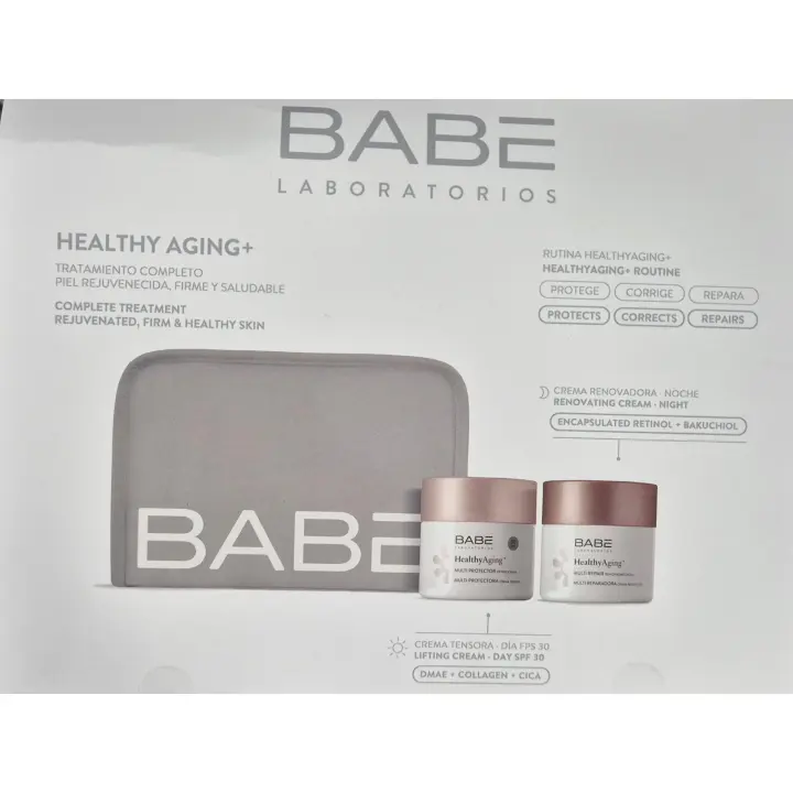 Babe Healthy Aging Pack Cuidado Global Dia y Noche [Tratamiento Rejuvenecedor] [Neceser Crema Multiprotectora Dia 50 Ml+ Crema Reparadora Noche 50 Ml] - Piel Joven a Cualquier Edad - 1