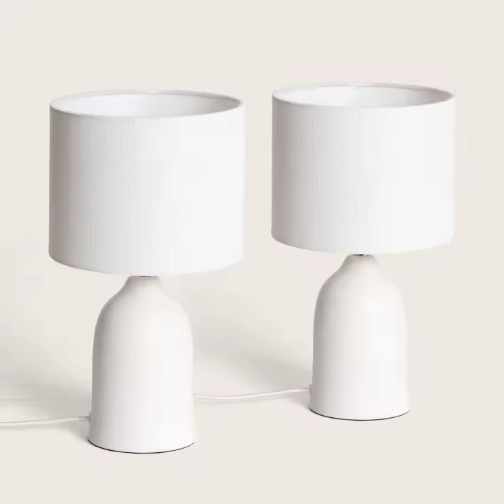 Pack de 2 Lámparas de Mesa Cerámica y Tela Barva - 1