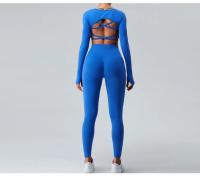Top Deportivo De Manga Larga Para Mujer Sexy Cruzado En La Espalda Rápido Secado Yoga Gimnasio Entrenamiento Crop Top Casual - details 6