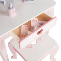 WOOMAX - Tocador de maquillaje para niñas con taburete madera y espejo plexiglás, 50x34x92 cm, colores pastel, tocadores infantiles, con accesorios interactivos, juguetes niños 3 años - details 1