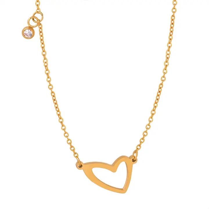 Encanto Joyería minimalista chapado en oro de acero inoxidable clásico Shell en forma de corazón collar de concha para mujer fiesta boda - 1