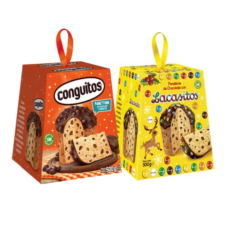 Lote de Panettone de chocolate con Lacasitos 500G + Panettone de chocolate con Conguitos 500G - 1