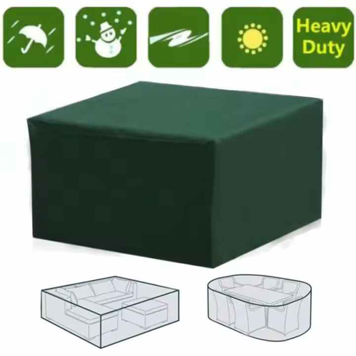 Cubierta Rectangular Impermeable Para Muebles De Jardín Con Protección Uv Para Mesa De Patio, Muebles De Jardín, Verde, 123 x 61 x 72 Cm - 1