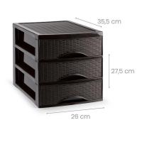 ZYLX SHOPPING - Cajonera Rattan de Sobremesa 2/3/4 Cajones, Blanco o Marrón, Ideal para Escritorio, Baño o Cocina - details 1