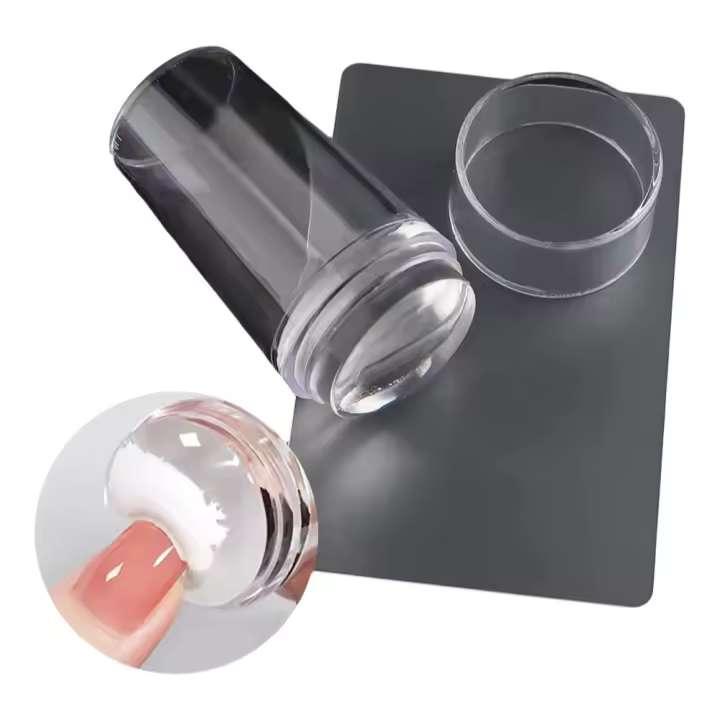 Estampador De Uñas Transparentes Con Desbaste 2pcs Cabeza De Silicona Para Impresión De Uñas Francesas Herramientas De Manicura - 1