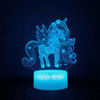 Lámpara De Noche Unicornio 3D LED Anime Regalo Para Niños 16 Colores Cambian Con Control Remoto Regalo De San Valentín Cumpleaños - details 0