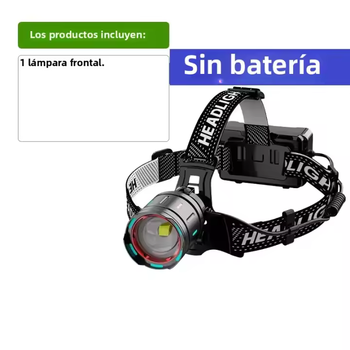 Linterna Frontal LED Potente 9000000LM Luz Blanca Brillante Recargable USB Impermeable Con Láser Super Bright 3*18650 Para Pesca - 1