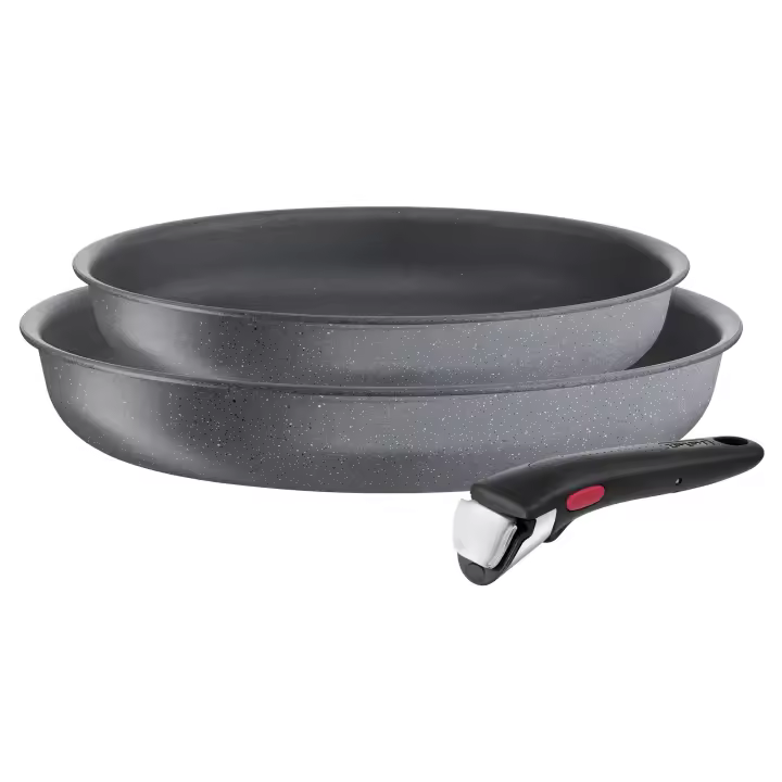 Tefal Ingenio Natural Force Set de 2 sartenes apilables  de 24 y 28 cm + mango extraíble, antiadherentes, de inducción, fabricadas en Francia L3969102 - 1
