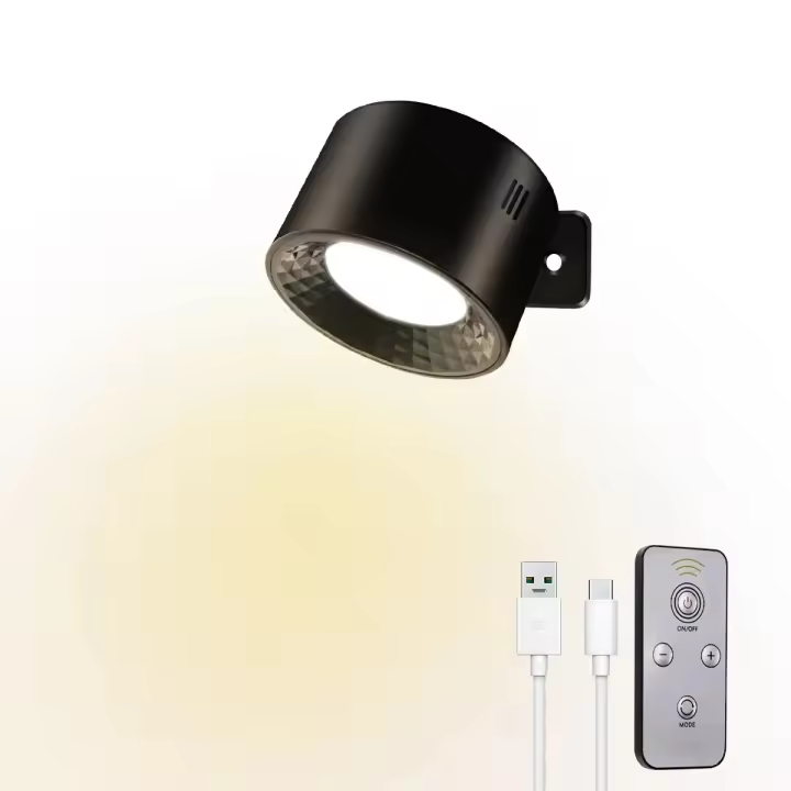 Luz De Lectura LED Con Control Remoto Y Rotación De 360° Luz Nocturna Montada En La Pared De 3 Temperaturas De Color Y 3 Niveles De Brillo Recargable - 1
