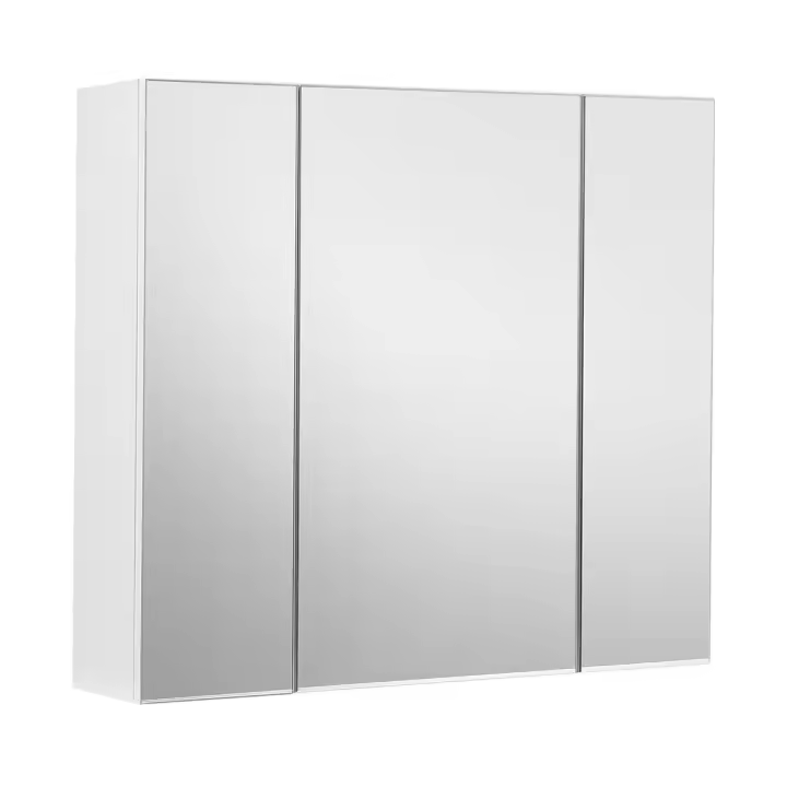 Espejo para baño con armario de pared, almacenamiento elegante de 3 puertas, 60x15x55 cm, con estantes ajustables, color blanco - 1