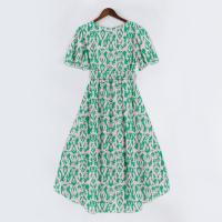 Vestido Casual De Moda Para Mujer Con Cuello En V Manga Corta Volante Vintage Impresión A-Line De Pierna Larga Estilo Italiano - details 25